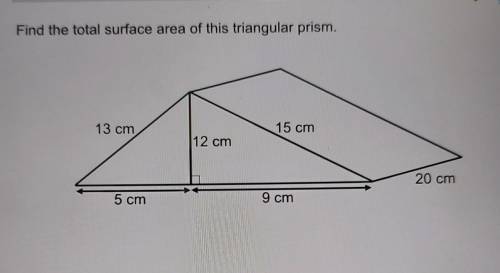 Find the total surface area of this triangular prism.