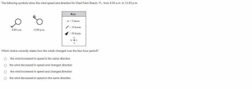 The following symbols show the wind speed and direction for West Palm Beach, FL, from 8:00 a.m. to