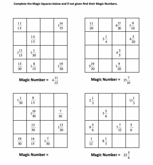 Fill in the magic squares PLEASE HELP! FAST WILL GIVE BRAINLIEST TO THE FIRST CORREC