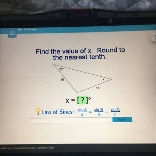 Find the value of x. Round to the nearest tenth 
PLEASE HELP