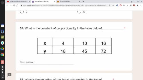 What is the constant of proportionality in the table below?