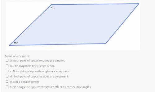If the following quadrilateral is a parallelogram select the conditions that are met with the given