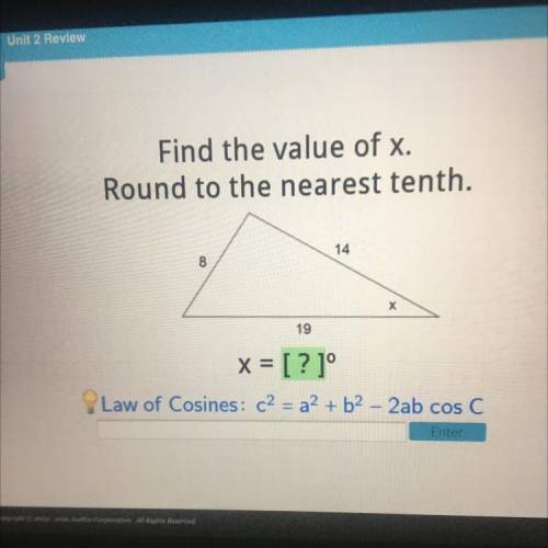 Find the value of x. Round to the nearest tenth.! PLEASE HELPP I’ve been stuck on it for HOURS!