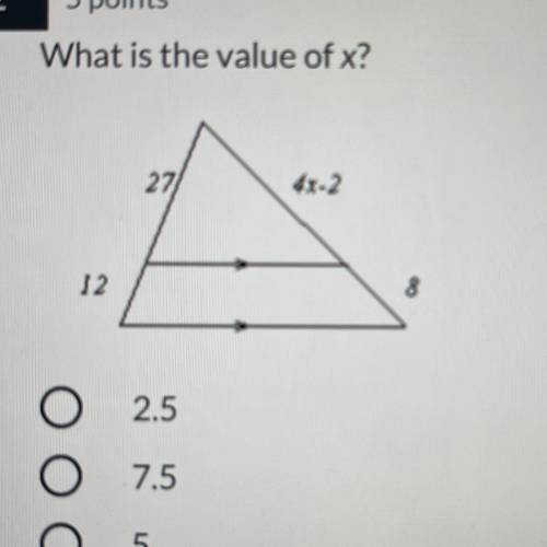 What is the value of x?
27/
4x-2
12
8