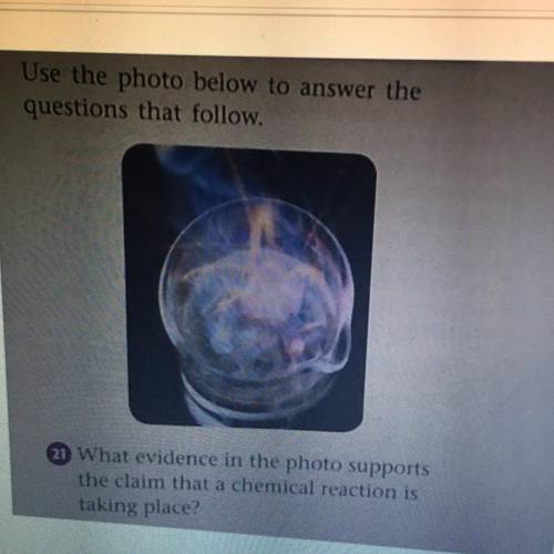 Use the photo below to answer the

questions that follow.
21 What evidence in the photo supports
t