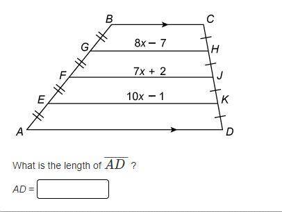 Trapezoids. Find AD Please It's for a quiz the faster the better thanks