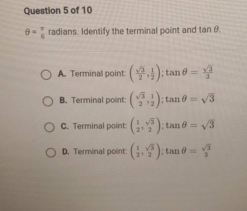 Identify the terminal point and tan 0