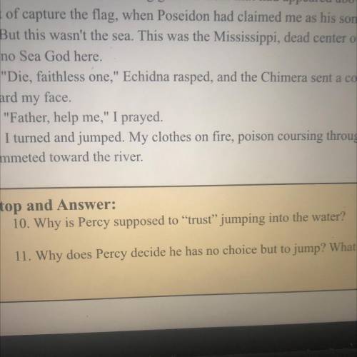 Why is Percy supposed to trust jumping into the water?
