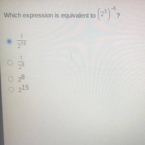 Which expression is equivalent to (2^3)^-5