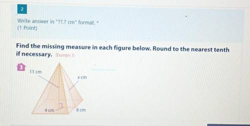 Find the missing measure in each figure below. Round to the nearest tenth.
