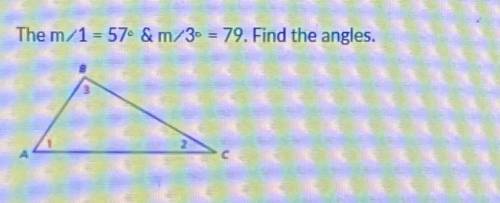 The m/1 = 57- & m/3• = 79. Find the angles.