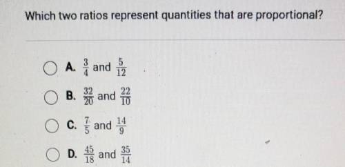 Which two ratios represent quantities that are proportional?