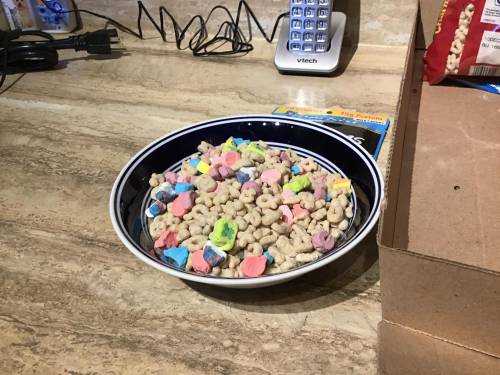 The first pour of the lucky charms is always the best :)