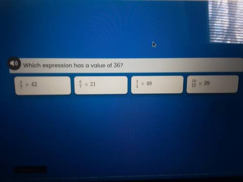 Which expression has a value of 36?