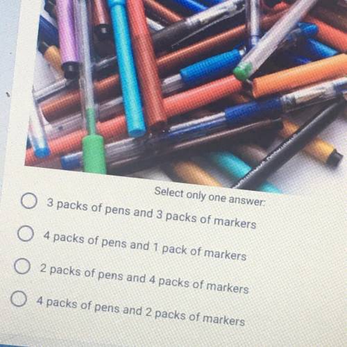 a student is buying pens and markers for school. Packs of pens cost $2.75 each and packs of markers