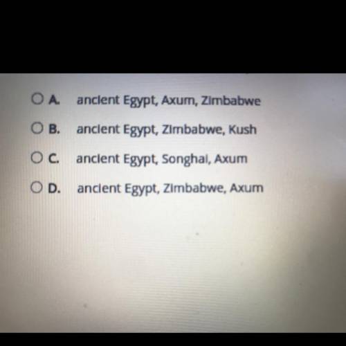 Which sequence correctly lists African civilizations from the oldest to the most recent?