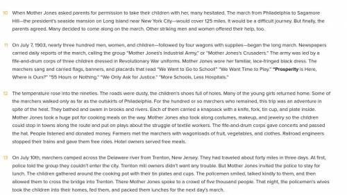 In paragraph 12, how did Mother Jones use the children, as well as the events illustrating the chil