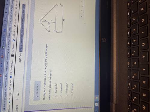 Figure made up of 2 rectangles and 2 right triangles what is the area