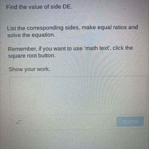 Can you help me find the value for side DE