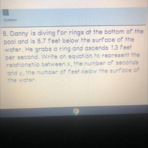 Danny is diving for rings at the bottom of the pool and is 8.7 feet below the surface of the water