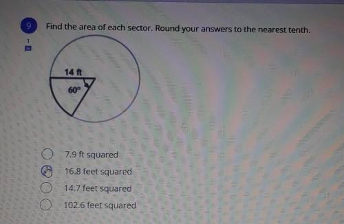 Find the area of each sector. Round your answers to the nearest tenth.