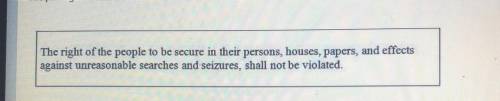 Please help me D:

the passage below is from the 4th amendment.
which example shows a violation of