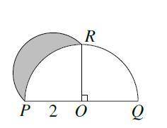 The diagram shows a semicircle with centre

O and radius 2 and a semicircular arc with diameter PR