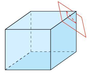 Which describes the intersection of the plane and the solid?

a. triangle
b. parallelogram
c. rect