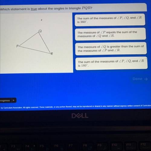 Which statement is true about the angles in triangle PQR?