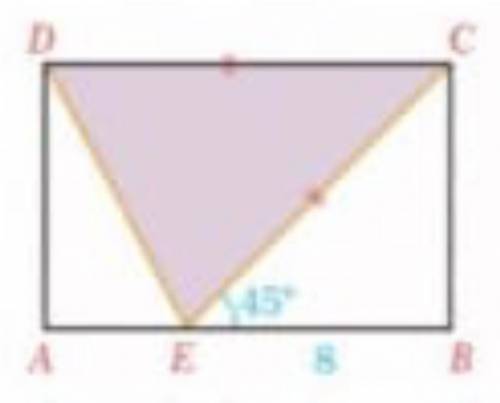 In the figure, ABCD is a rectangle, EB = 8, m(BEC) = 45 and EC =DC. Find the area of CDE