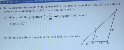 In the diagram of triangle ADE shown below, point C is located on side AE such that i creates a sec