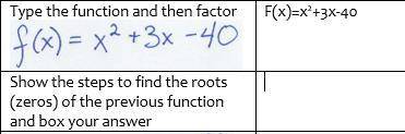 Show how to find the roots (zeros) of the function in the picture below.

Please give a real answe