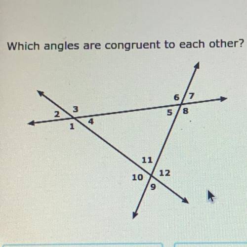 Which angles are congruent to each other? Help ASAP