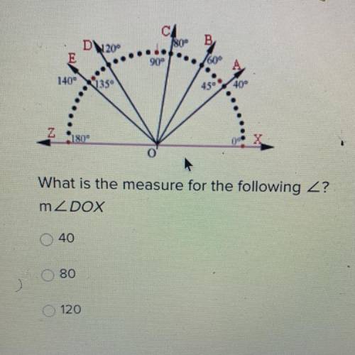 What is the measure for the following Z?
m2 DOX
40
80
120