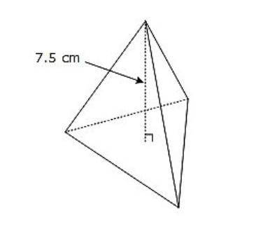 Celina built a model of a triangular pyramid. The model's height is shown in the diagram.

If the