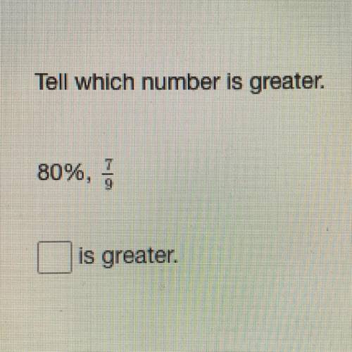 Tell which number is greater.
80%,
17
9
is greater.