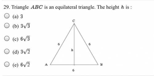 Please Answer Soon
triangle ABC is an equilateral triangle. the height h is