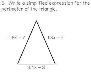 Write a simplified expression for the perimeter of the triangle?