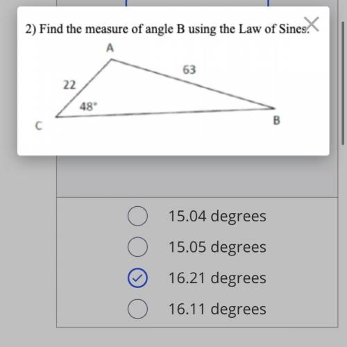 Help me please guys.

Find the measure of angle b using the law of sines.
I need to show full work