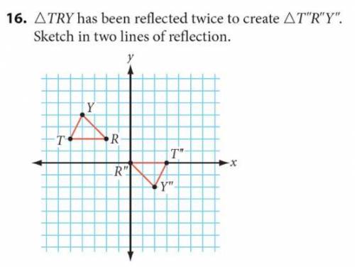 16. TRY has been reflected twice to create TRY.
Sketch in two lines of reflection.