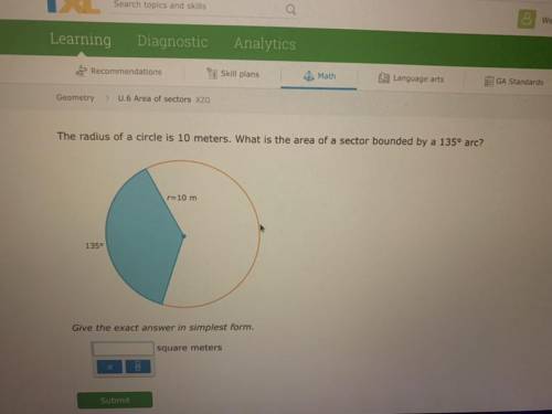 Really need help

The radius of a circle is 10 meters. What is the area of the sector bounded by a