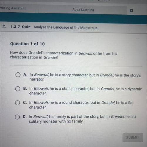 How does Grendel's characterization in Beowulf differ from his

characterization in Grendel?
ASAP