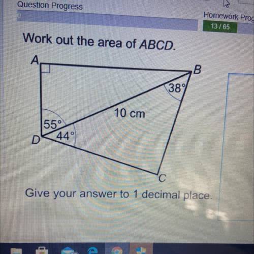 Work out the area of ABCD. Give your answer to 1 decimal place