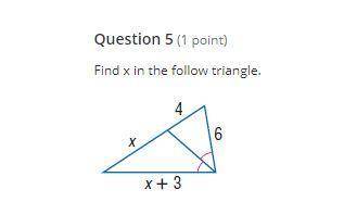 Find x in the follow triangle.
