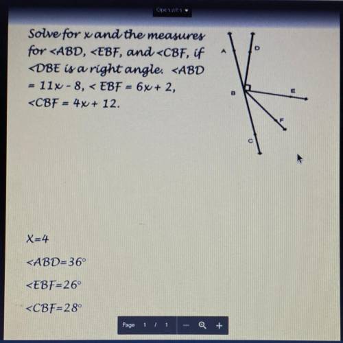 Solve for x and the measures for
x=4