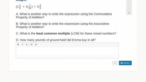 Emma bought 3 packages of ground beef. The packages weighed 1 5/8 pounds, 3 7/16 pounds, and 2 3/8