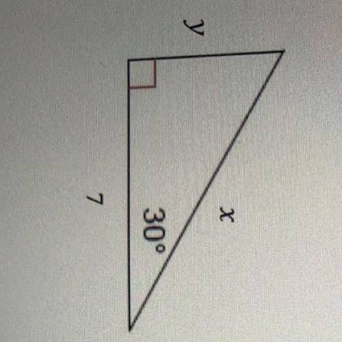 find the side lengths of a 30 60 90 triangle answer in simplified radical form. find x and y