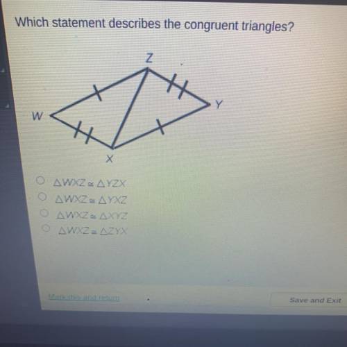 Which statement describes the congruent triangles?
