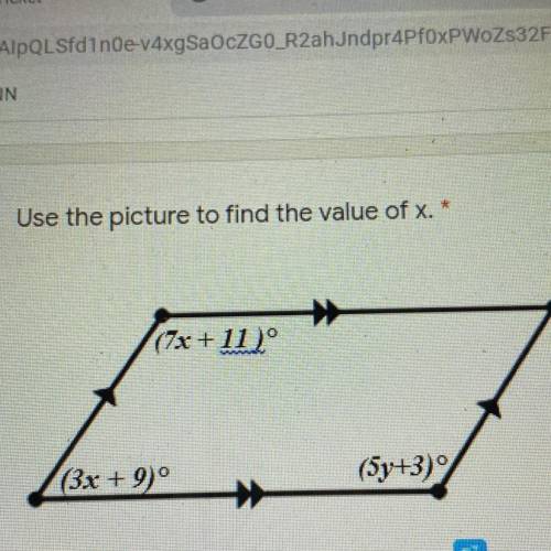 Use the picture to find the value of x. *