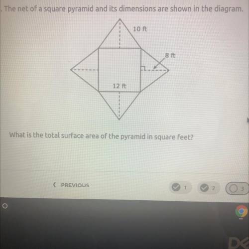Pls help me asap

The net of a square pyramid and its dimensions are shown in the diagram.
336 ft